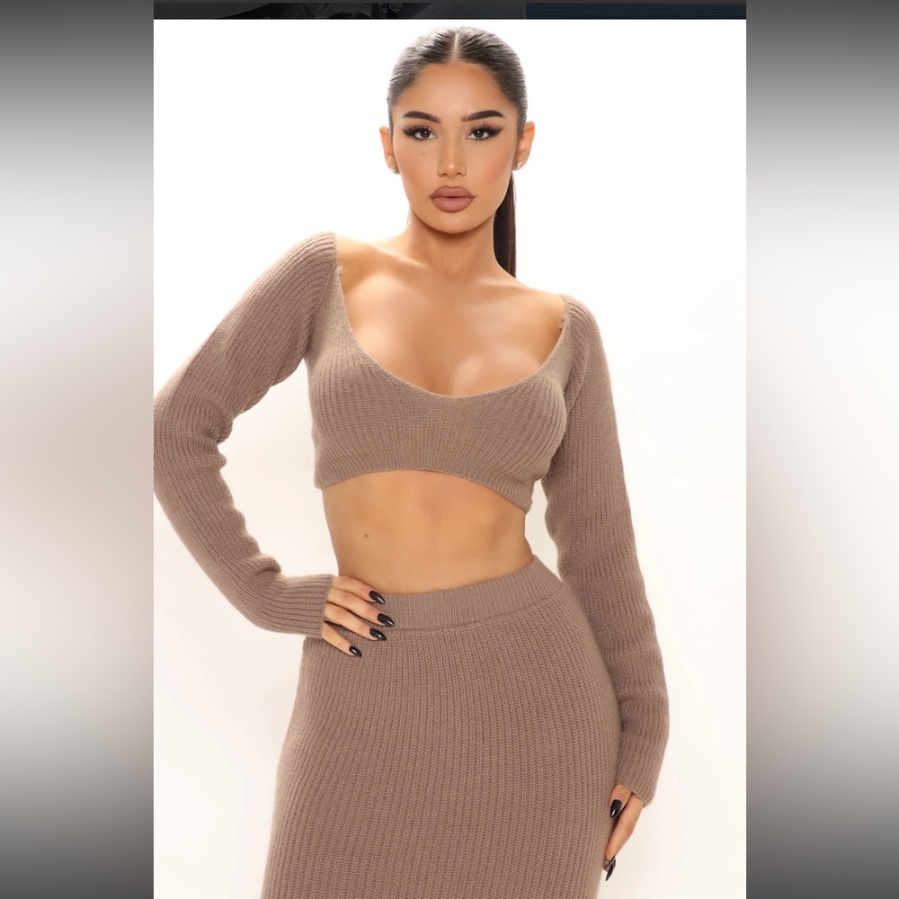 Fashion Nova crop top maxi skirt set